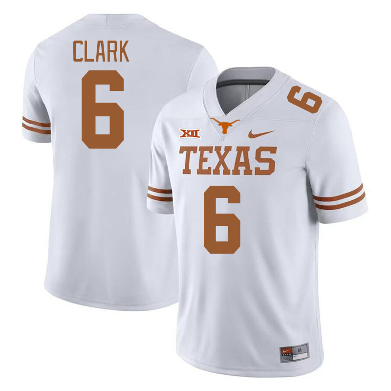 Men #6 Christian Clark Texas Longhorns College Football Jerseys Stitched-White